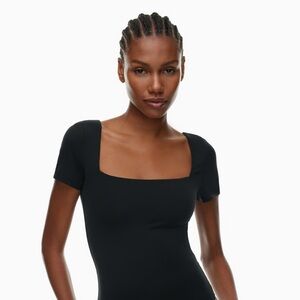 Aritzia Contour Squareneck Shortsleeve Bodysuit - Black